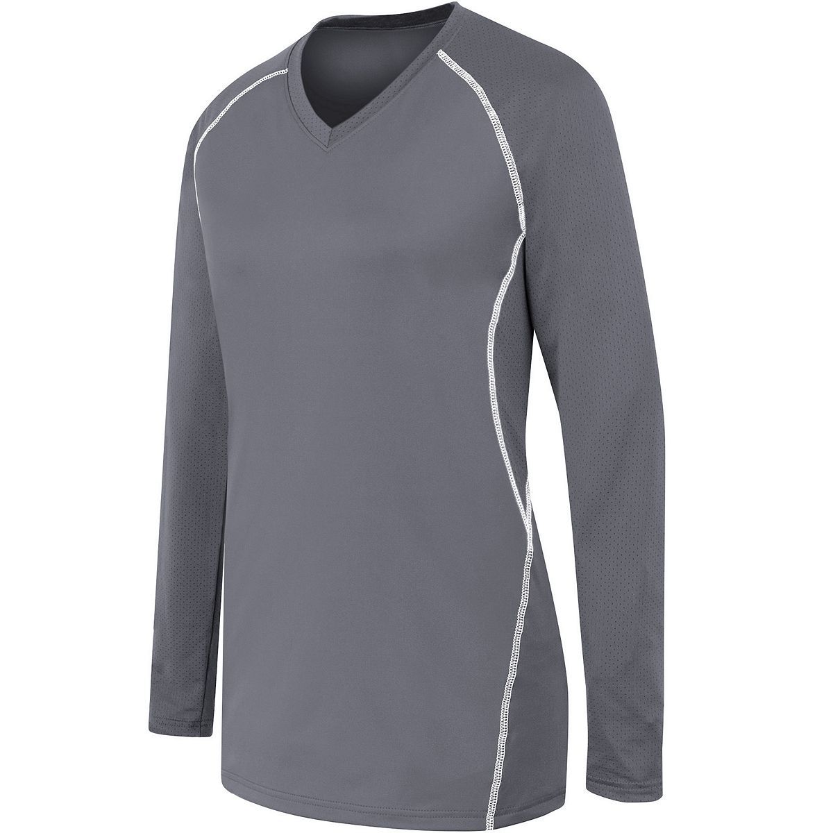 High 5 Ladies Long Sleeve Solid Jersey in Graphite/White  -Part of the Ladies, Ladies-Jersey, High5-Products, Volleyball, Shirts product lines at KanaleyCreations.com