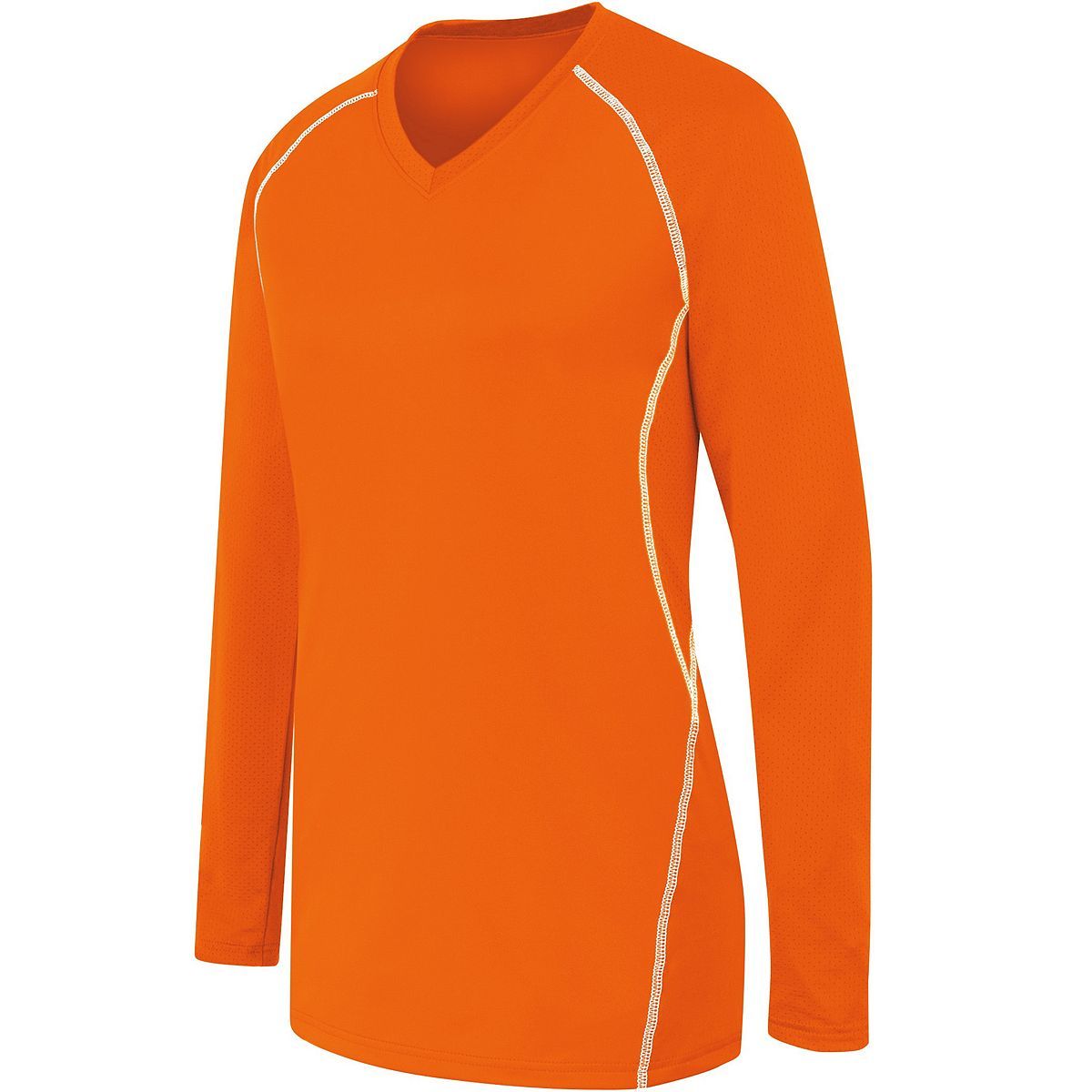 High 5 Girls Long Sleeve Solid Jersey in Orange/White  -Part of the Girls, High5-Products, Volleyball, Girls-Jersey, Shirts product lines at KanaleyCreations.com