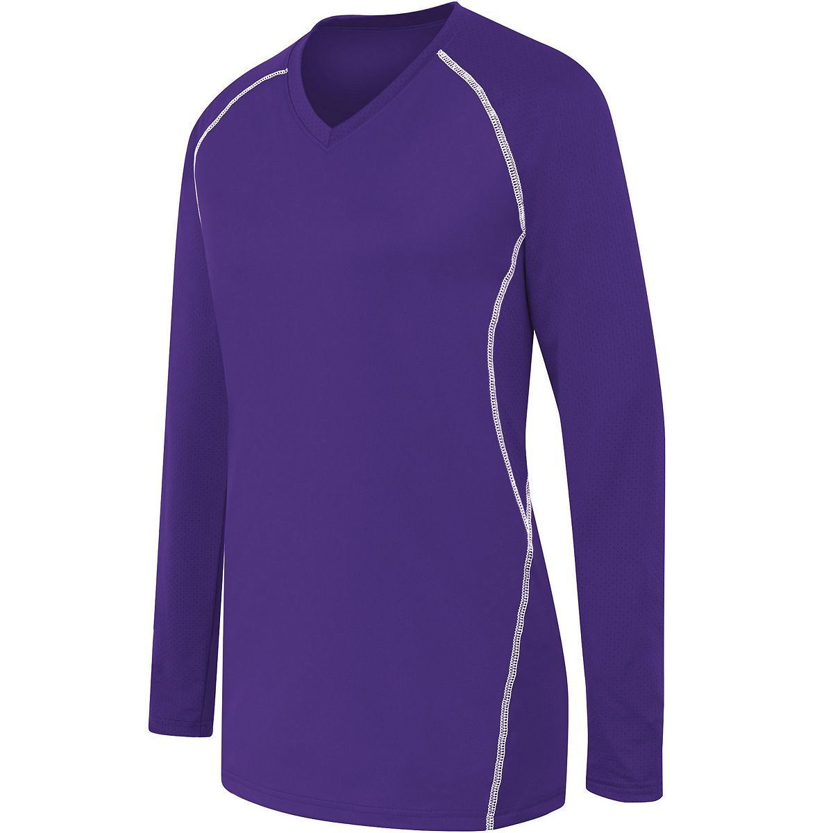 High 5 Girls Long Sleeve Solid Jersey in Purple/White  -Part of the Girls, High5-Products, Volleyball, Girls-Jersey, Shirts product lines at KanaleyCreations.com