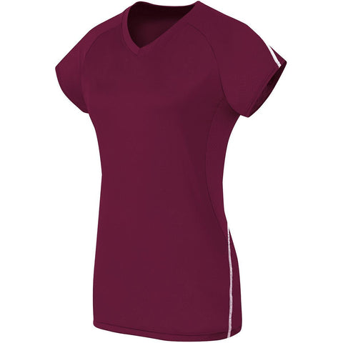 High 5 Ladies Short Sleeve Solid Jersey in Maroon/White  -Part of the Ladies, Ladies-Jersey, High5-Products, Volleyball, Shirts product lines at KanaleyCreations.com
