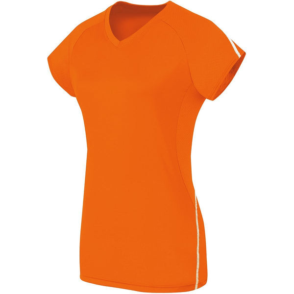 High 5 Girls Short Sleeve Solid Jersey in Orange/White  -Part of the Girls, High5-Products, Volleyball, Girls-Jersey, Shirts product lines at KanaleyCreations.com