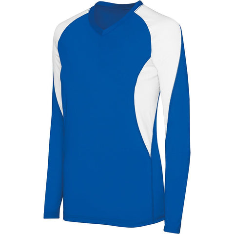 High 5 Ladies Long Sleeve Court Jersey in Royal/White  -Part of the Ladies, Ladies-Jersey, High5-Products, Volleyball, Shirts product lines at KanaleyCreations.com