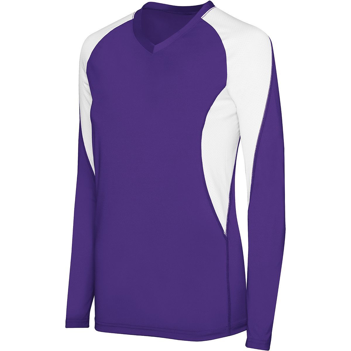 High 5 Girls Long Sleeve Court Jersey in Purple/White  -Part of the Girls, High5-Products, Volleyball, Girls-Jersey, Shirts product lines at KanaleyCreations.com