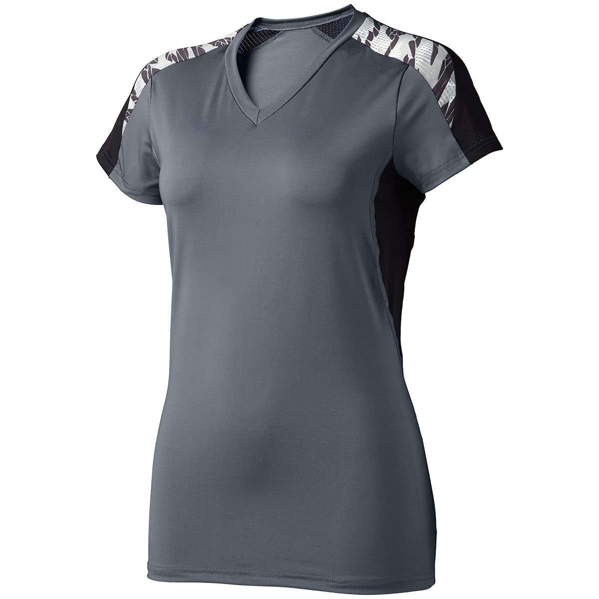 High 5 Ladies Atomic Short Sleeve Jersey in Graphite/Fragment Print/Black  -Part of the Ladies, Ladies-Jersey, High5-Products, Volleyball, Shirts product lines at KanaleyCreations.com