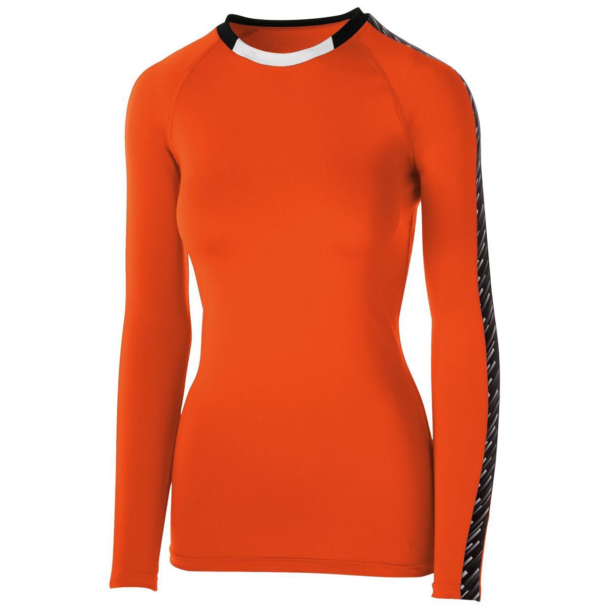 High 5 Girls Spectrum Long Sleeve Jersey in Orange/Black/White  -Part of the Girls, High5-Products, Volleyball, Girls-Jersey, Shirts product lines at KanaleyCreations.com