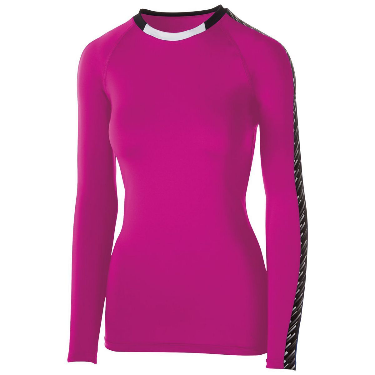 High 5 Girls Spectrum Long Sleeve Jersey in Raspberry/Black/White  -Part of the Girls, High5-Products, Volleyball, Girls-Jersey, Shirts product lines at KanaleyCreations.com