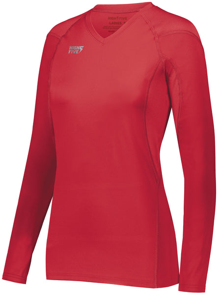High 5 Ladies Truhit Long Sleeve Jersey in Scarlet  -Part of the Ladies, Ladies-Jersey, High5-Products, Volleyball, Shirts product lines at KanaleyCreations.com
