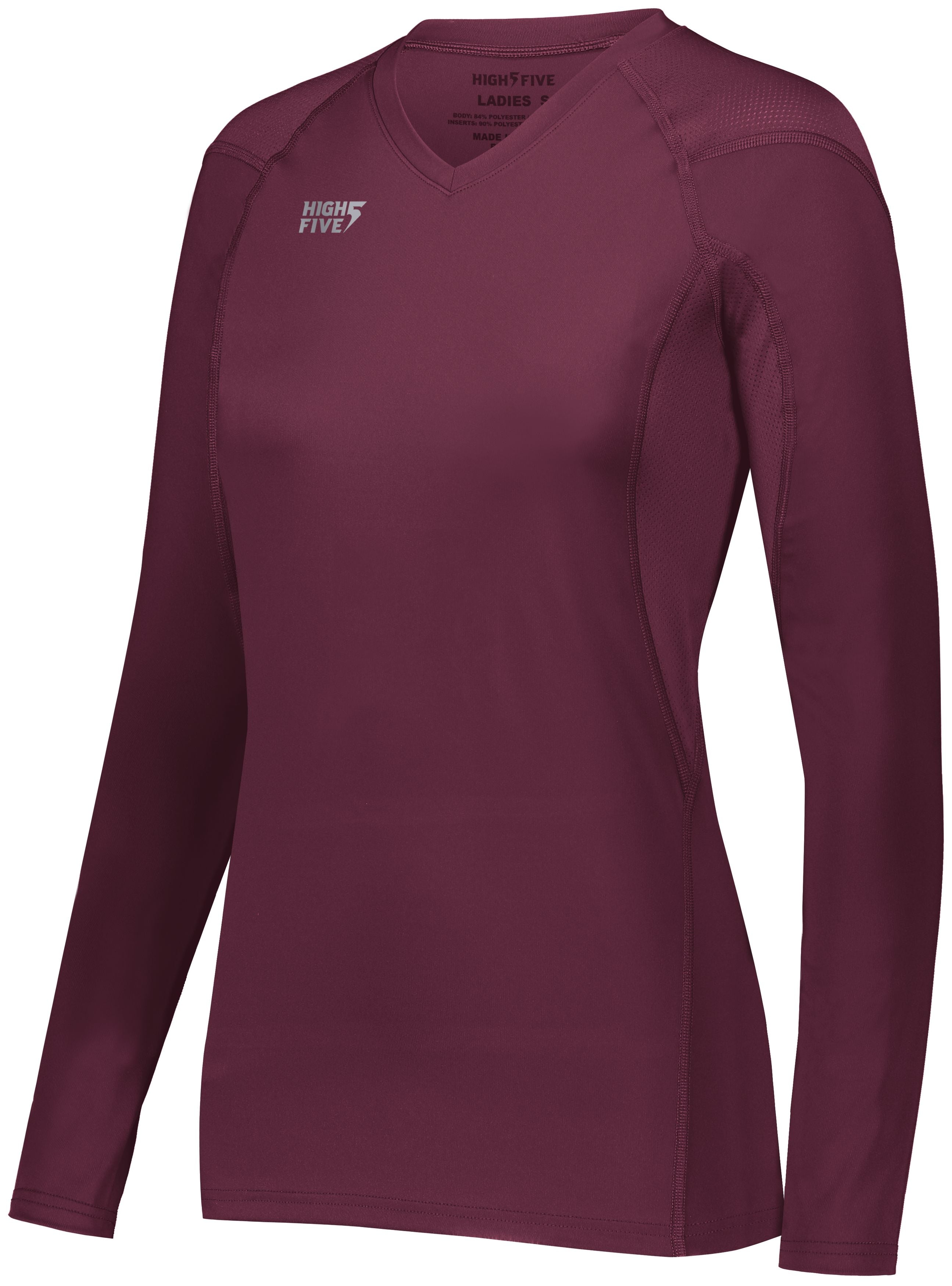 High 5 Ladies Truhit Long Sleeve Jersey in Maroon (Hlw)  -Part of the Ladies, Ladies-Jersey, High5-Products, Volleyball, Shirts product lines at KanaleyCreations.com