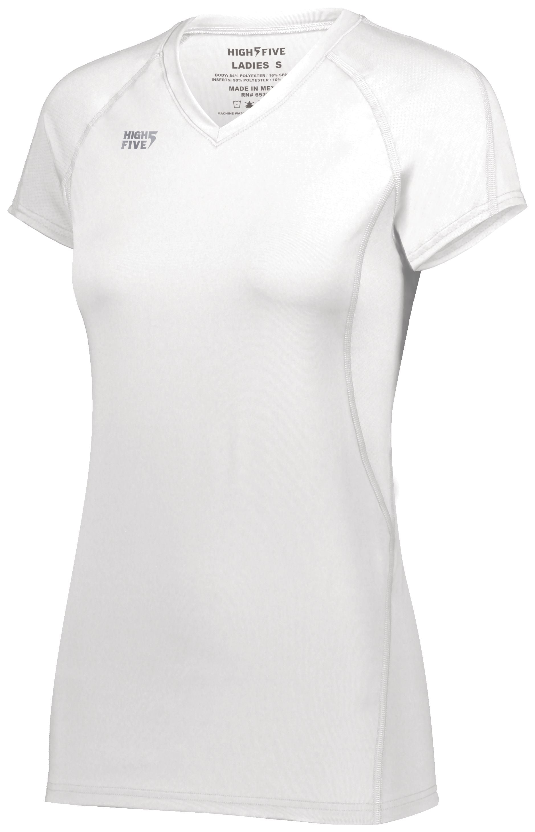 High 5 Girls Truhit Short Sleeve Jersey in White  -Part of the Girls, High5-Products, Volleyball, Girls-Jersey, Shirts product lines at KanaleyCreations.com