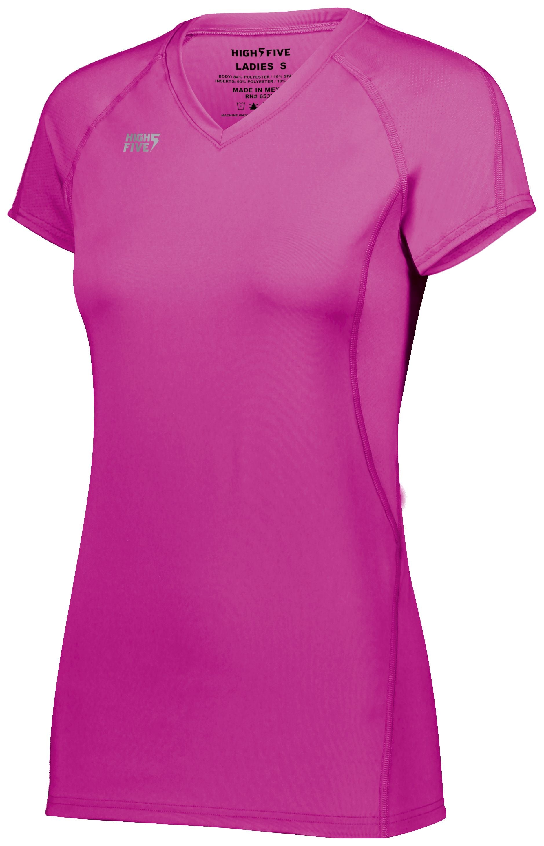 High 5 Girls Truhit Short Sleeve Jersey in Power Pink  -Part of the Girls, High5-Products, Volleyball, Girls-Jersey, Shirts product lines at KanaleyCreations.com