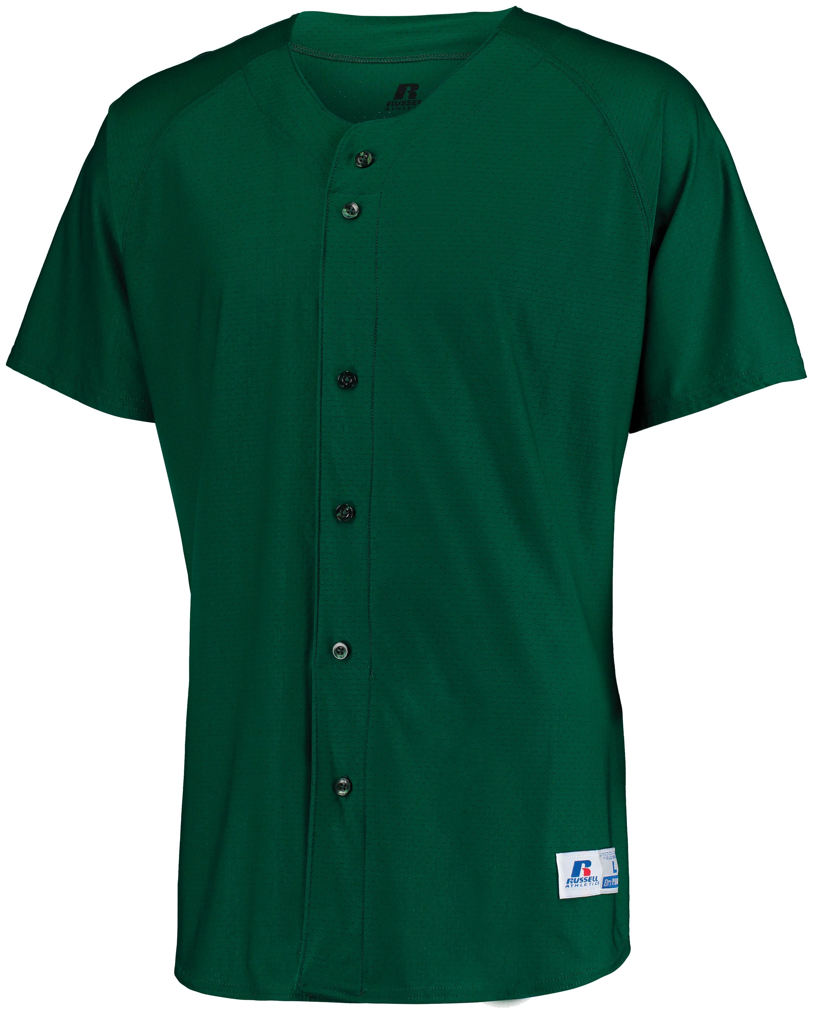 Russell Athletic Raglan Sleeve Button Front Jersey in Dark Green  -Part of the Adult, Adult-Jersey, Baseball, Russell-Athletic-Products, Shirts, All-Sports, All-Sports-1 product lines at KanaleyCreations.com