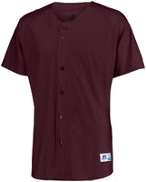 Russell Athletic Raglan Sleeve Button Front Jersey in Maroon  -Part of the Adult, Adult-Jersey, Baseball, Russell-Athletic-Products, Shirts, All-Sports, All-Sports-1 product lines at KanaleyCreations.com