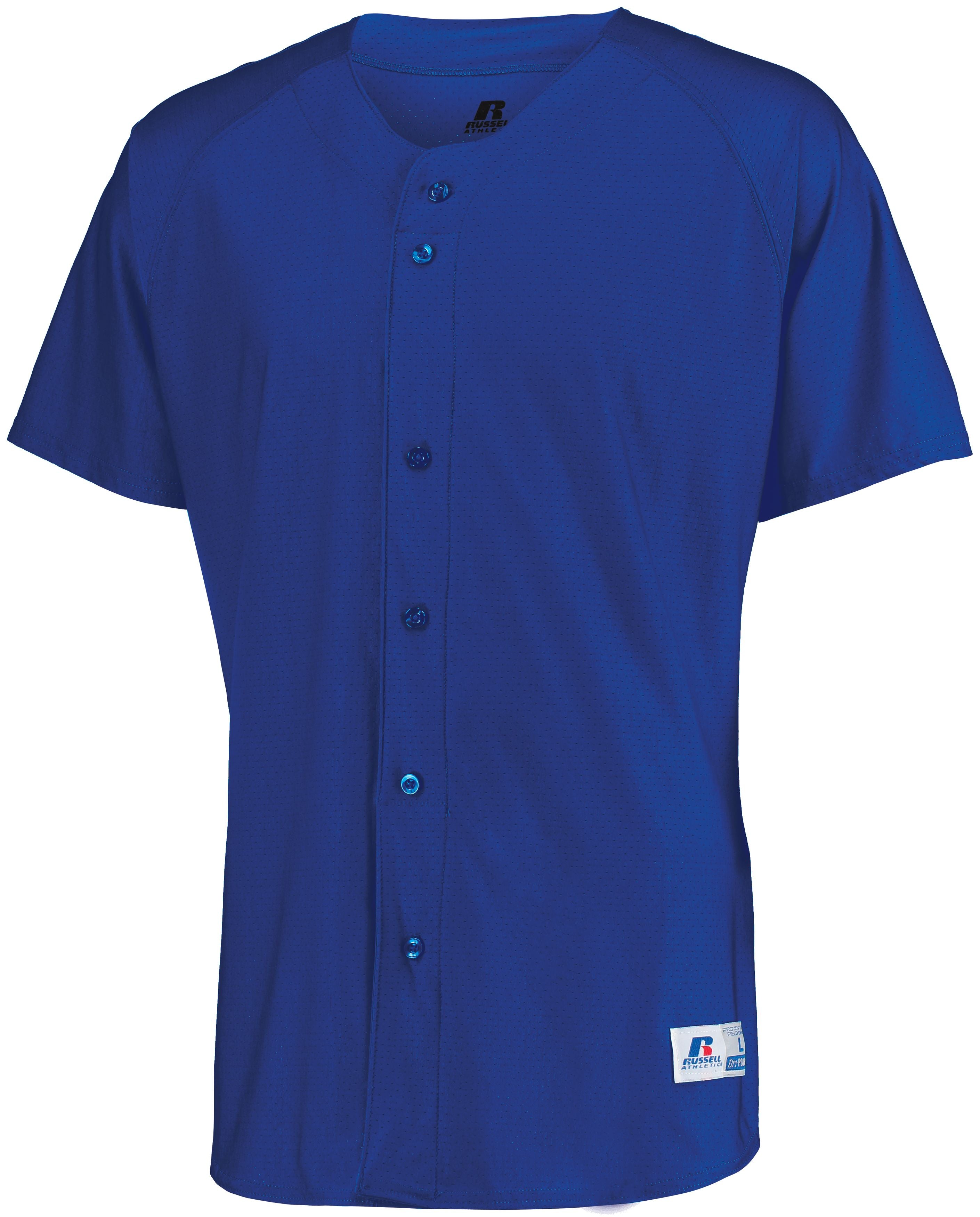 Russell Athletic Raglan Sleeve Button Front Jersey in Royal  -Part of the Adult, Adult-Jersey, Baseball, Russell-Athletic-Products, Shirts, All-Sports, All-Sports-1 product lines at KanaleyCreations.com