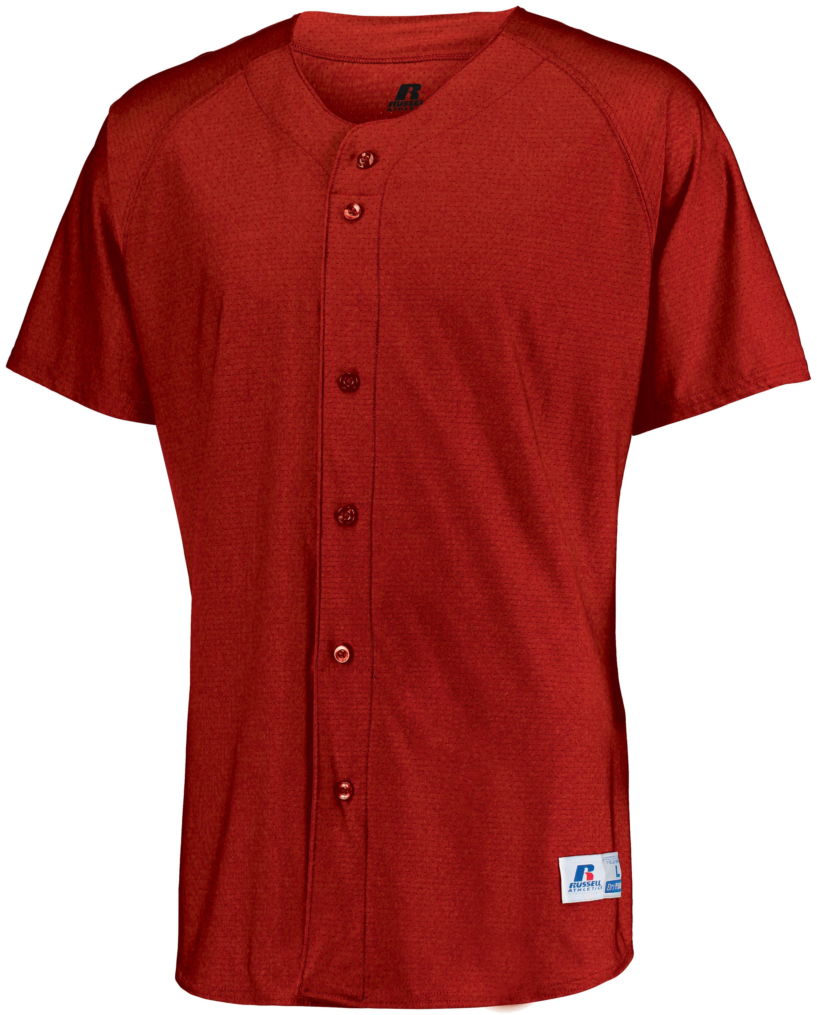 Russell Athletic Raglan Sleeve Button Front Jersey in True Red  -Part of the Adult, Adult-Jersey, Baseball, Russell-Athletic-Products, Shirts, All-Sports, All-Sports-1 product lines at KanaleyCreations.com