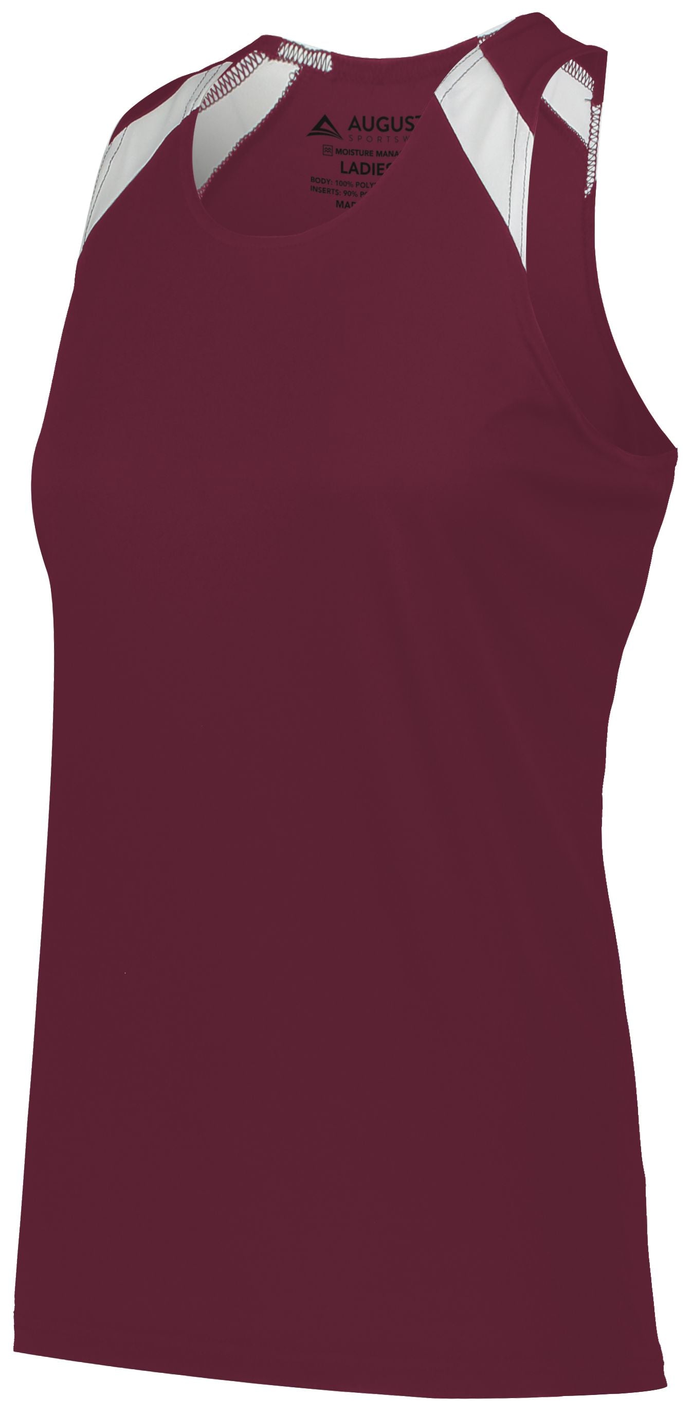 Augusta Sportswear Ladies Overspeed Track Jersey in Maroon/White  -Part of the Ladies, Ladies-Jersey, Augusta-Products, Track-Field, Shirts product lines at KanaleyCreations.com