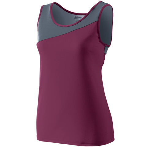 Augusta Sportswear Ladies Accelerate Jersey in Maroon/Graphite  -Part of the Ladies, Ladies-Jersey, Augusta-Products, Track-Field, Shirts product lines at KanaleyCreations.com