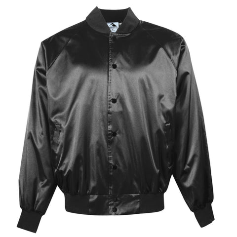 Augusta Sportswear Satin Baseball Jacket/Solid Trim in Black  -Part of the Adult, Adult-Jacket, Augusta-Products, Baseball, Outerwear, All-Sports, All-Sports-1 product lines at KanaleyCreations.com