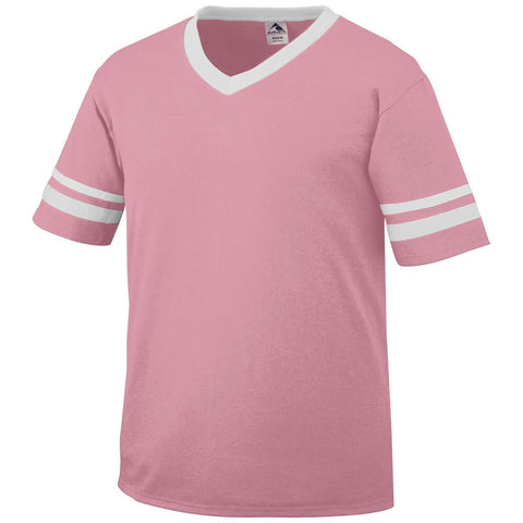 Augusta Sportswear Youth Sleeve Stripe Jersey in Pink/White  -Part of the Youth, Youth-Jersey, Augusta-Products, Shirts product lines at KanaleyCreations.com