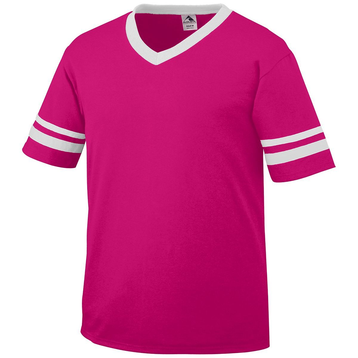 Augusta Sportswear Youth Sleeve Stripe Jersey in Power Pink/White  -Part of the Youth, Youth-Jersey, Augusta-Products, Shirts product lines at KanaleyCreations.com