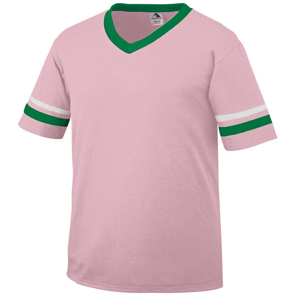 Augusta Sportswear Youth Sleeve Stripe Jersey in Light Pink/Kelly/White  -Part of the Youth, Youth-Jersey, Augusta-Products, Shirts product lines at KanaleyCreations.com