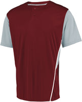 Russell Athletic Performance Two-Button Color Block Jersey in Cardinal/Baseball Grey  -Part of the Adult, Adult-Jersey, Baseball, Russell-Athletic-Products, Shirts, All-Sports, All-Sports-1 product lines at KanaleyCreations.com