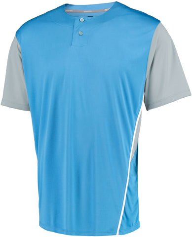 Russell Athletic Performance Two-Button Color Block Jersey in Columbia Blue/Baseball Grey  -Part of the Adult, Adult-Jersey, Baseball, Russell-Athletic-Products, Shirts, All-Sports, All-Sports-1 product lines at KanaleyCreations.com