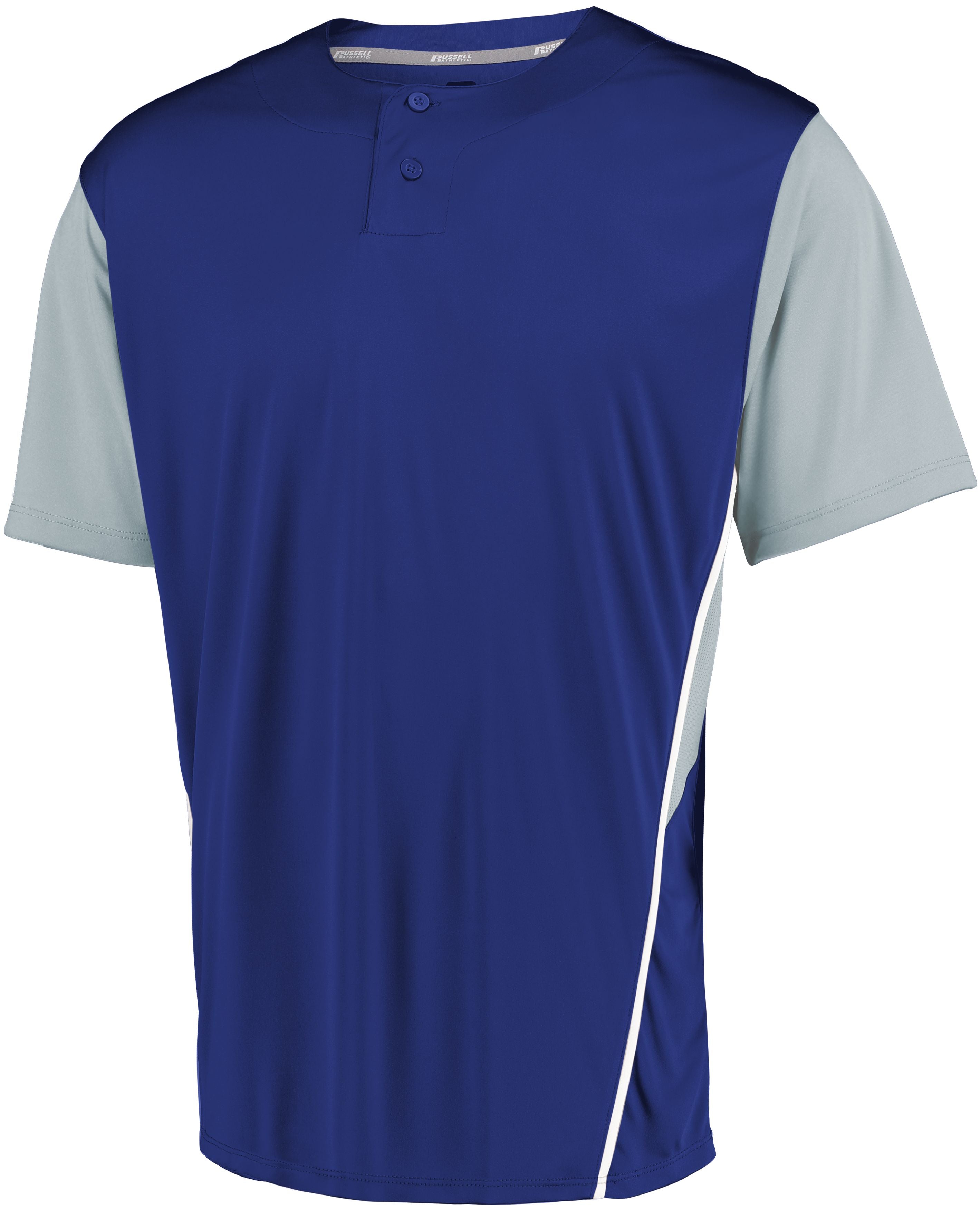 Russell Athletic Youth Two-Button Placket Jersey in Royal/Baseball Grey  -Part of the Youth, Youth-Jersey, Baseball, Russell-Athletic-Products, Shirts, All-Sports, All-Sports-1 product lines at KanaleyCreations.com