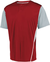 Russell Athletic Performance Two-Button Color Block Jersey in True Red/Baseball Grey  -Part of the Adult, Adult-Jersey, Baseball, Russell-Athletic-Products, Shirts, All-Sports, All-Sports-1 product lines at KanaleyCreations.com