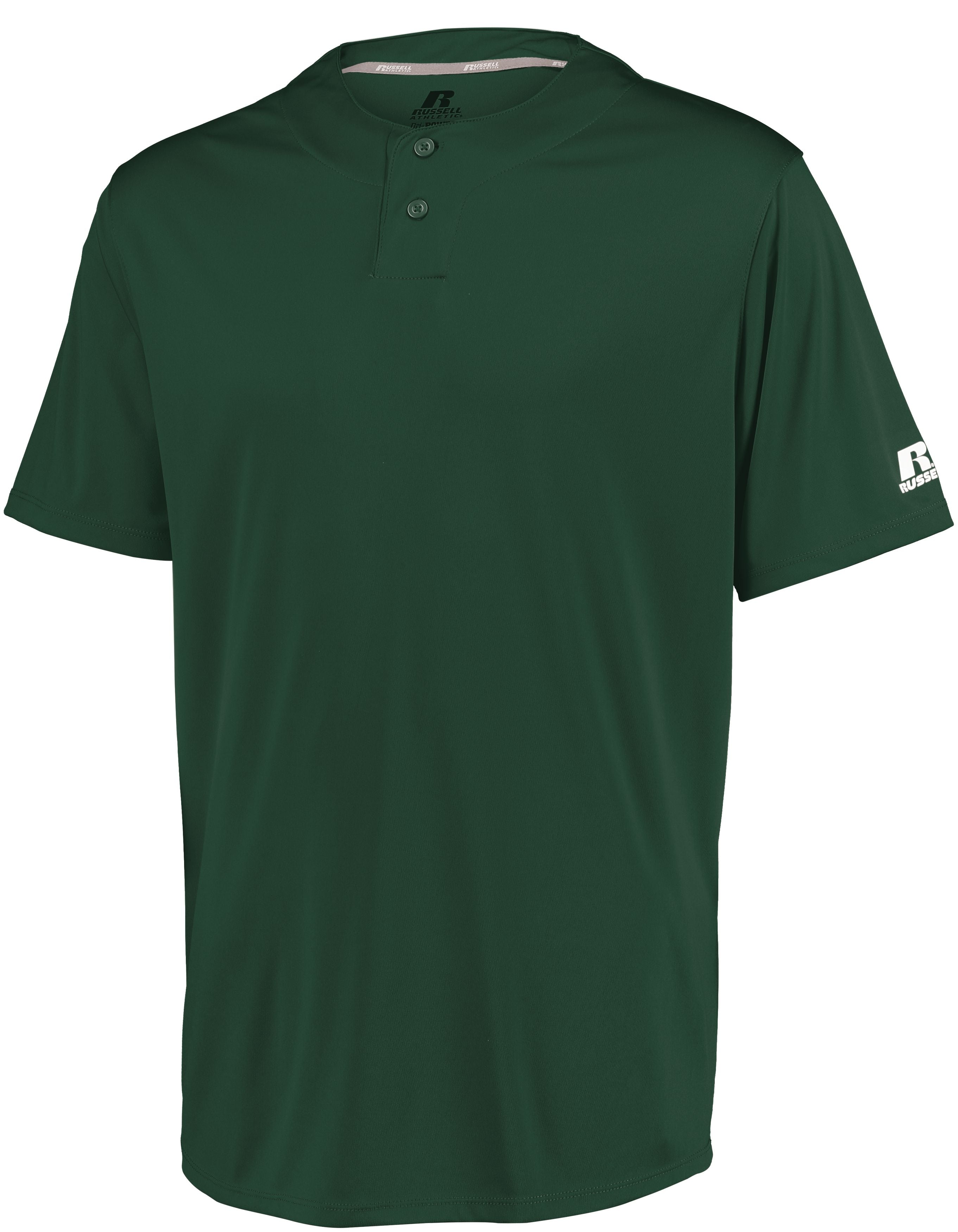 Russell Athletic Youth Performance Two-Button Solid Jersey in Dark Green  -Part of the Youth, Youth-Jersey, Baseball, Russell-Athletic-Products, Shirts, All-Sports, All-Sports-1 product lines at KanaleyCreations.com