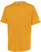 Russell Athletic Performance Two-Button Solid Jersey in Gold  -Part of the Adult, Adult-Jersey, Baseball, Russell-Athletic-Products, Shirts, All-Sports, All-Sports-1 product lines at KanaleyCreations.com
