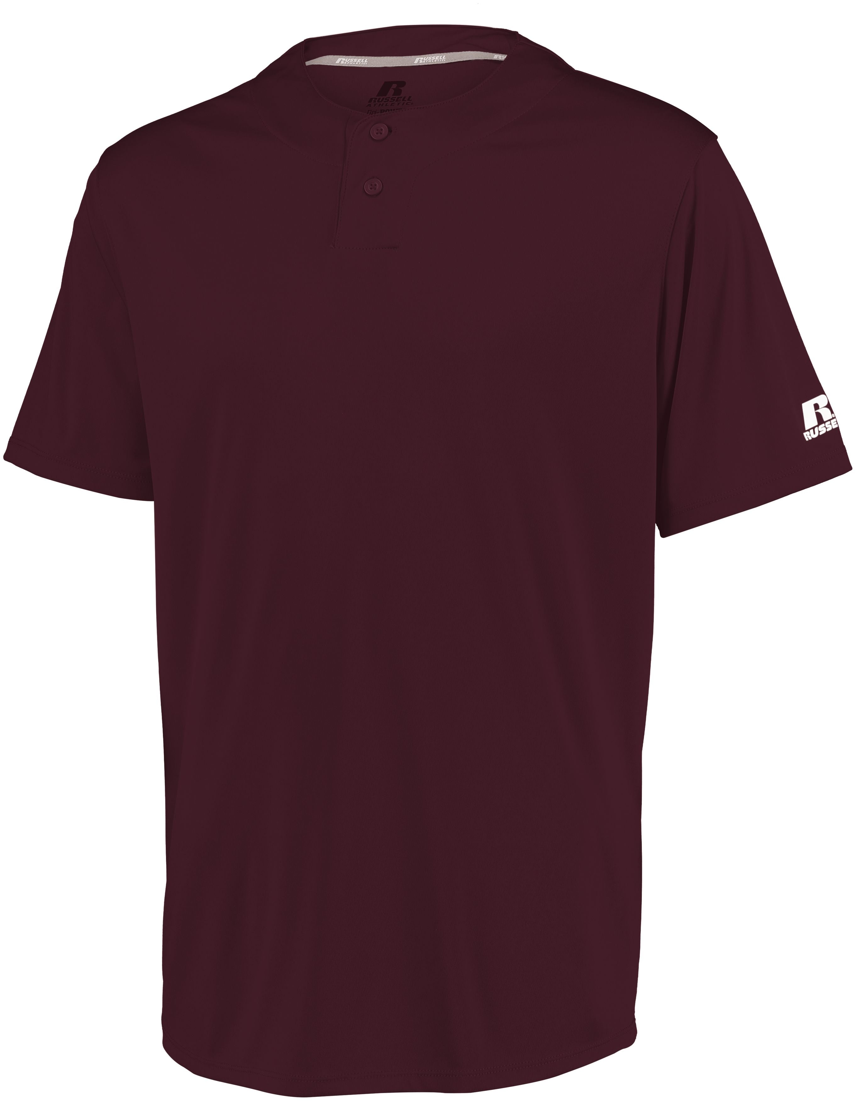 Russell Athletic Youth Performance Two-Button Solid Jersey in Maroon  -Part of the Youth, Youth-Jersey, Baseball, Russell-Athletic-Products, Shirts, All-Sports, All-Sports-1 product lines at KanaleyCreations.com