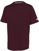 Russell Athletic Performance Two-Button Solid Jersey in Maroon  -Part of the Adult, Adult-Jersey, Baseball, Russell-Athletic-Products, Shirts, All-Sports, All-Sports-1 product lines at KanaleyCreations.com