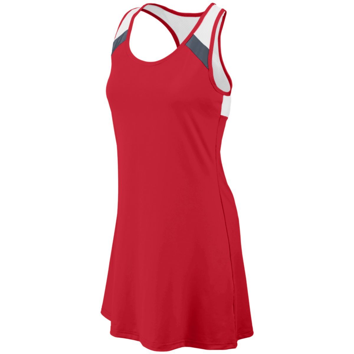 Augusta Sportswear Deuce Dress in Red/Graphite/White  -Part of the Ladies, Augusta-Products, Tennis, Shirts product lines at KanaleyCreations.com