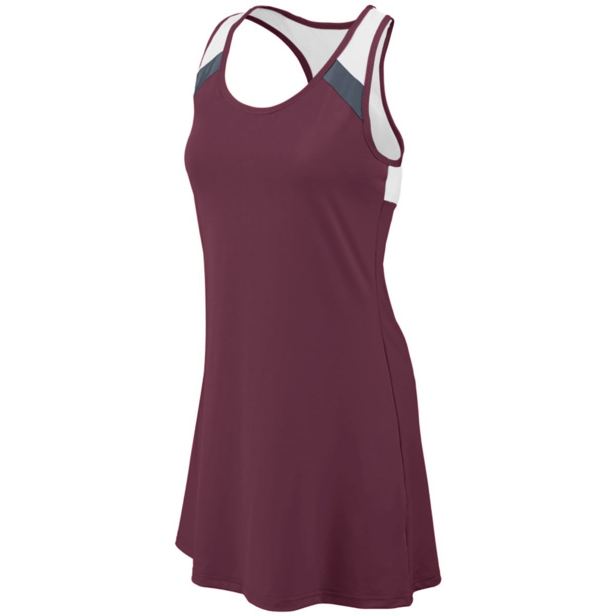 Augusta Sportswear Deuce Dress in Dark Maroon/Graphite/White  -Part of the Ladies, Augusta-Products, Tennis, Shirts product lines at KanaleyCreations.com