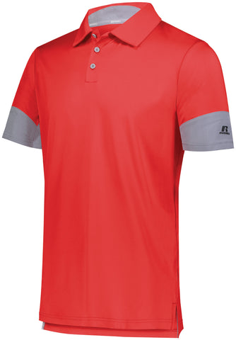 Russell Athletic Hybrid Polo in True Red/Steel  -Part of the Adult, Adult-Polos, Polos, Russell-Athletic-Products, Shirts product lines at KanaleyCreations.com