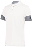 Russell Athletic Hybrid Polo in White/Steel  -Part of the Adult, Adult-Polos, Polos, Russell-Athletic-Products, Shirts product lines at KanaleyCreations.com