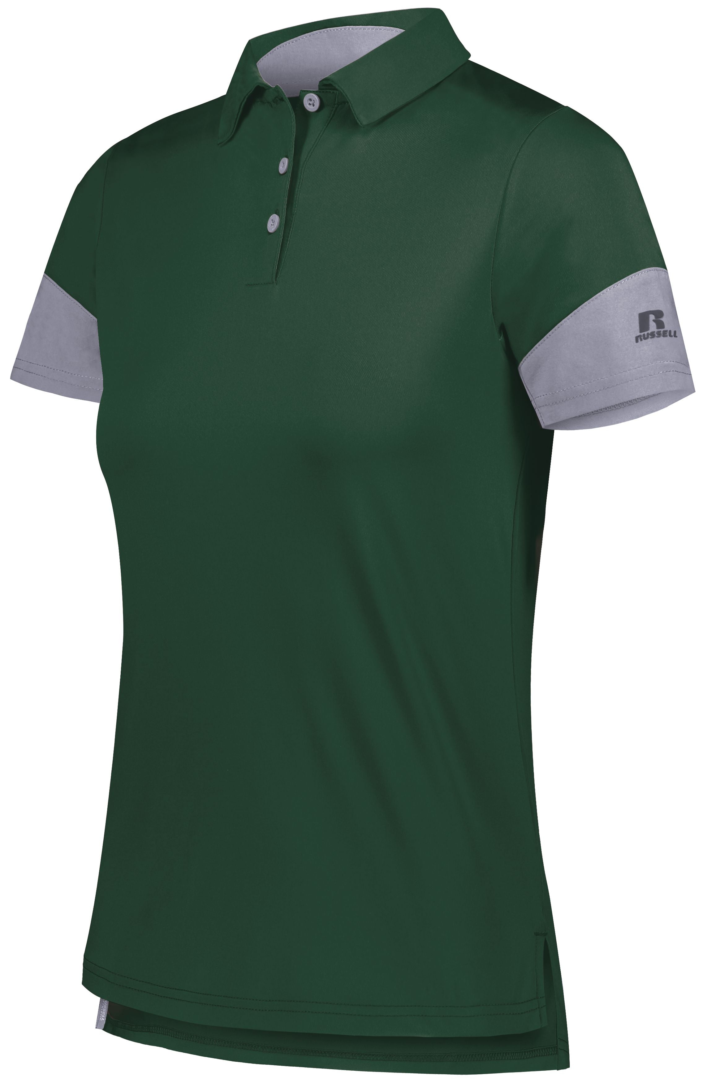 Russell Athletic Ladies Hybrid Polo in Dark Green/Steel  -Part of the Ladies, Ladies-Polo, Polos, Russell-Athletic-Products, Shirts product lines at KanaleyCreations.com