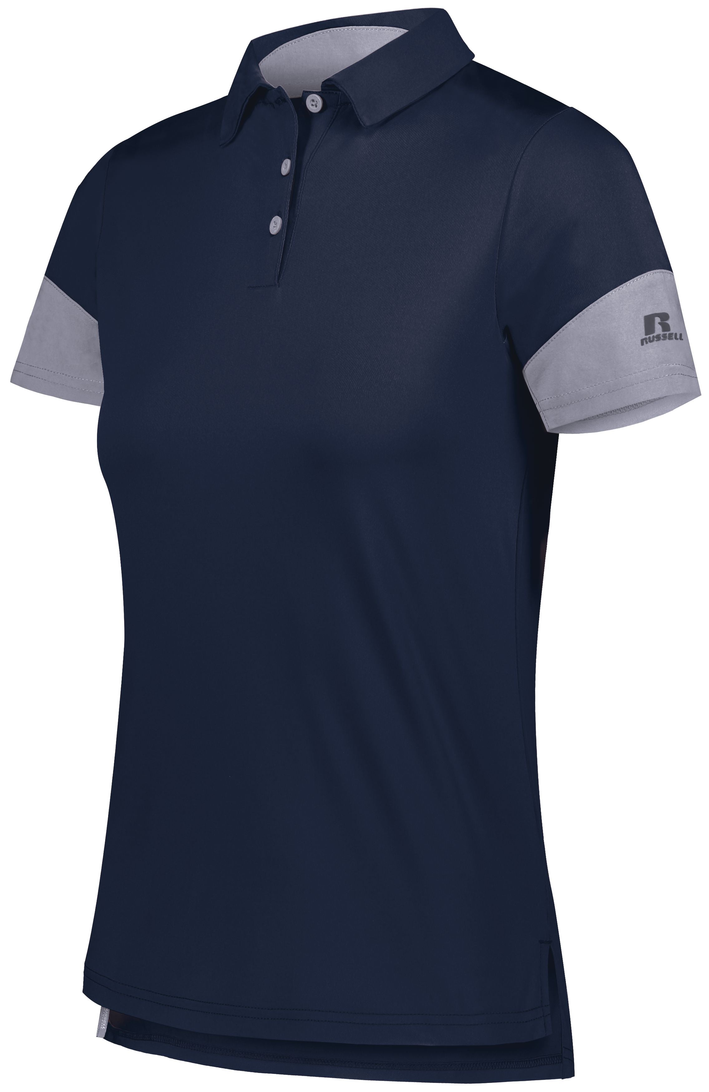 Russell Athletic Ladies Hybrid Polo in Navy/Steel  -Part of the Ladies, Ladies-Polo, Polos, Russell-Athletic-Products, Shirts product lines at KanaleyCreations.com