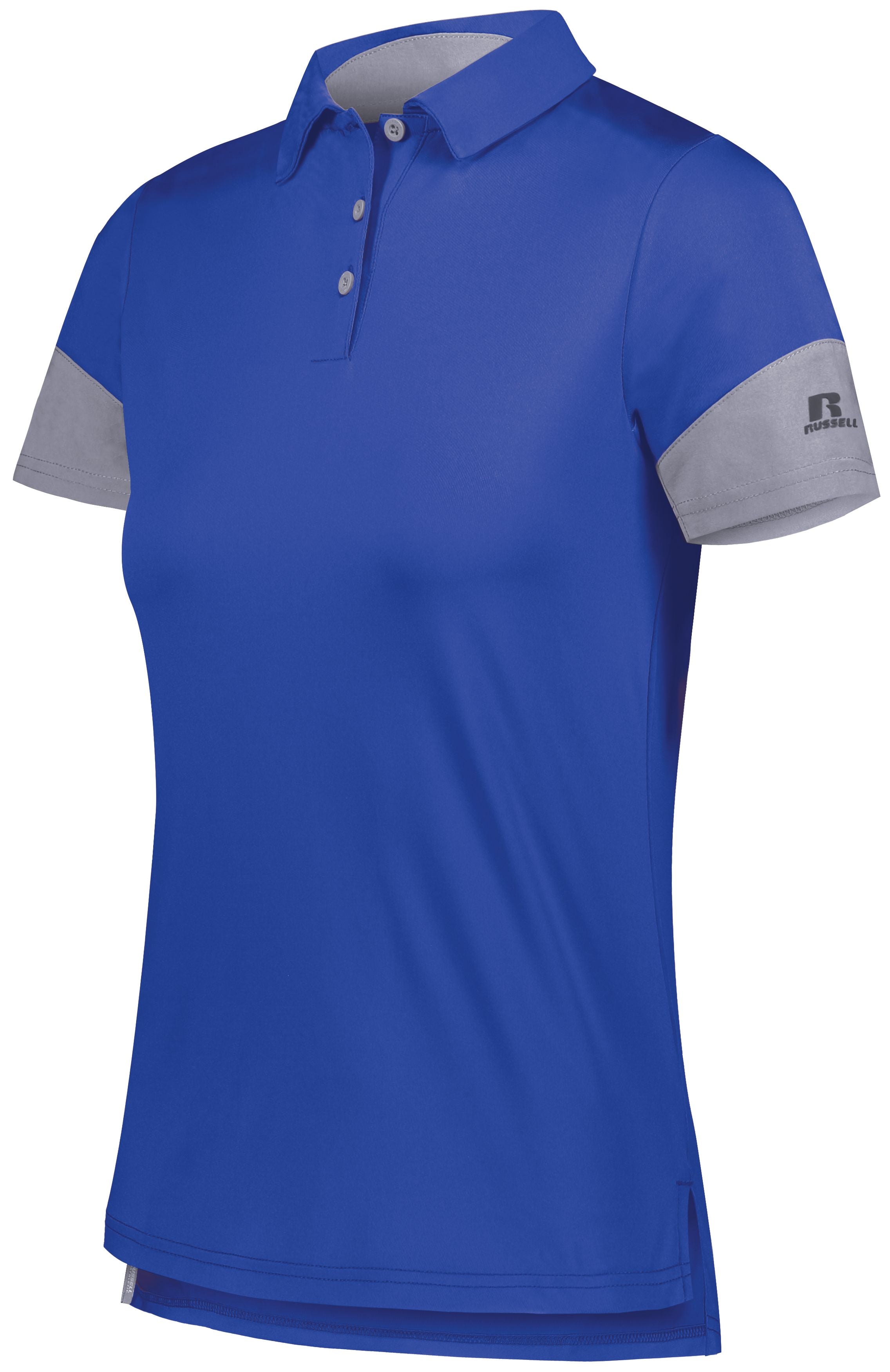 Russell Athletic Ladies Hybrid Polo in Royal/Steel  -Part of the Ladies, Ladies-Polo, Polos, Russell-Athletic-Products, Shirts product lines at KanaleyCreations.com