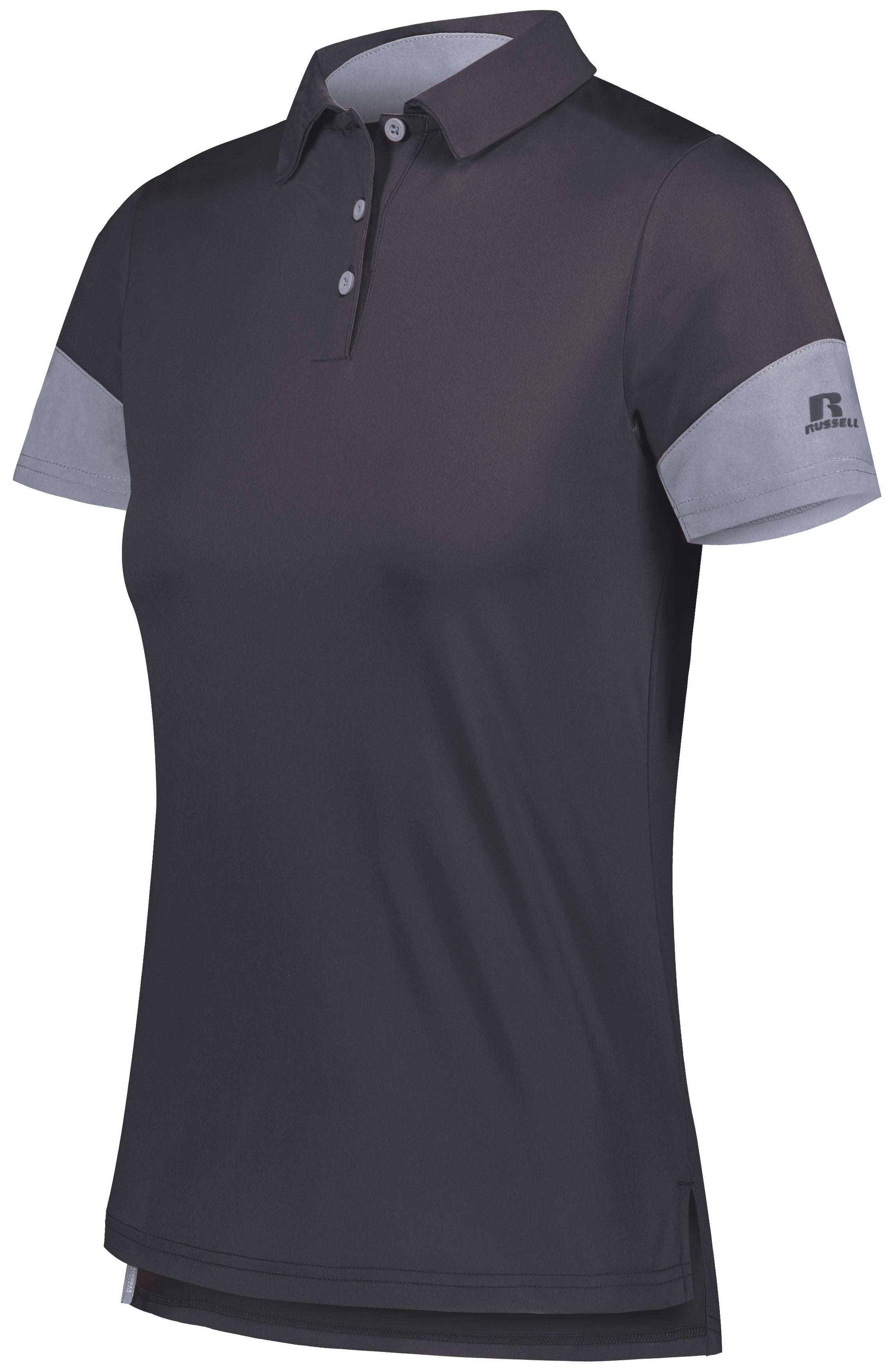 Russell Athletic Ladies Hybrid Polo in Stealth/Steel  -Part of the Ladies, Ladies-Polo, Polos, Russell-Athletic-Products, Shirts product lines at KanaleyCreations.com