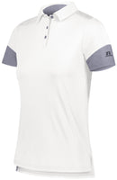 Russell Athletic Ladies Hybrid Polo in White/Steel  -Part of the Ladies, Ladies-Polo, Polos, Russell-Athletic-Products, Shirts product lines at KanaleyCreations.com