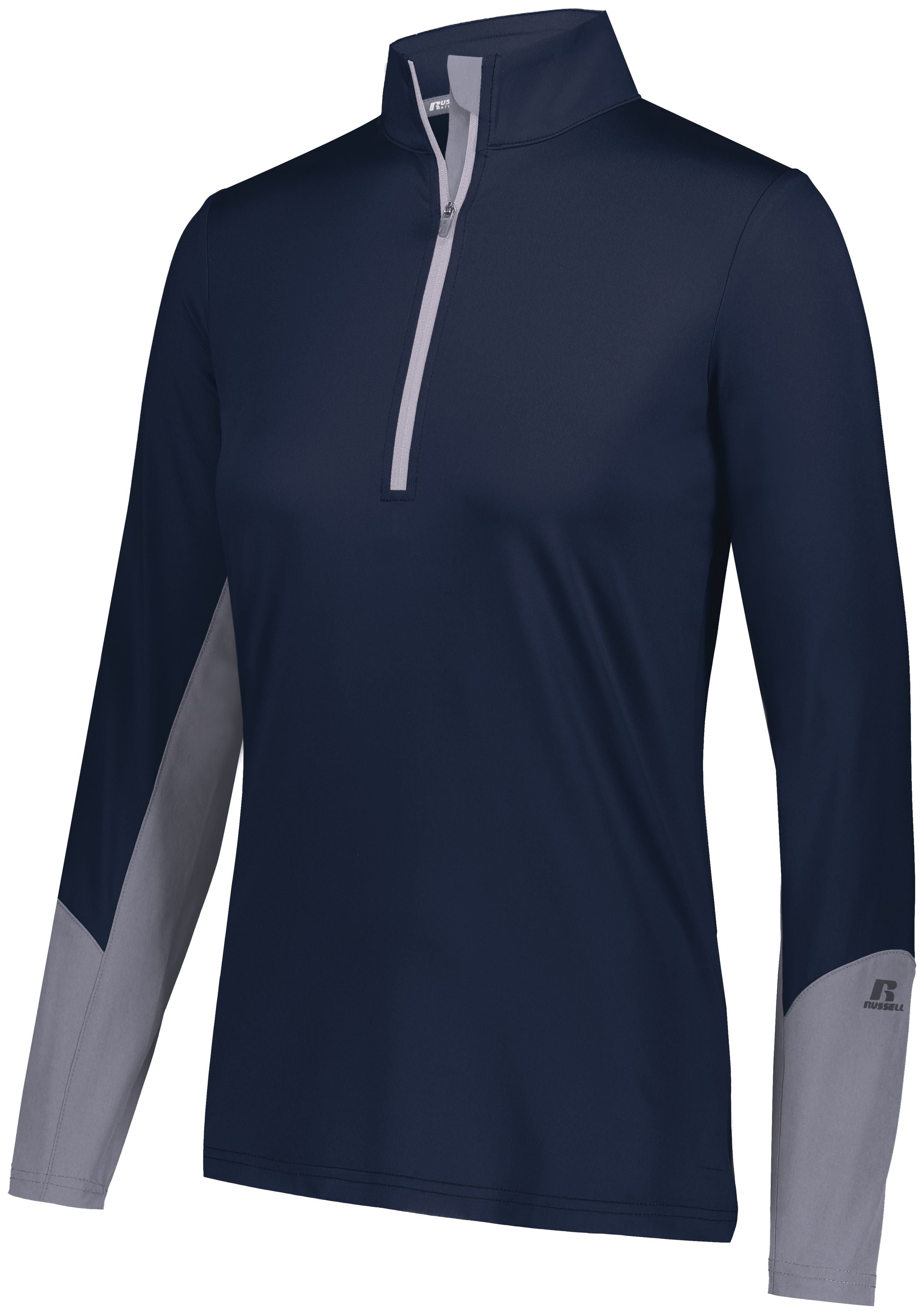 Russell Athletic Ladies Hybrid Pullover in Navy/Steel  -Part of the Ladies, Russell-Athletic-Products, Shirts product lines at KanaleyCreations.com