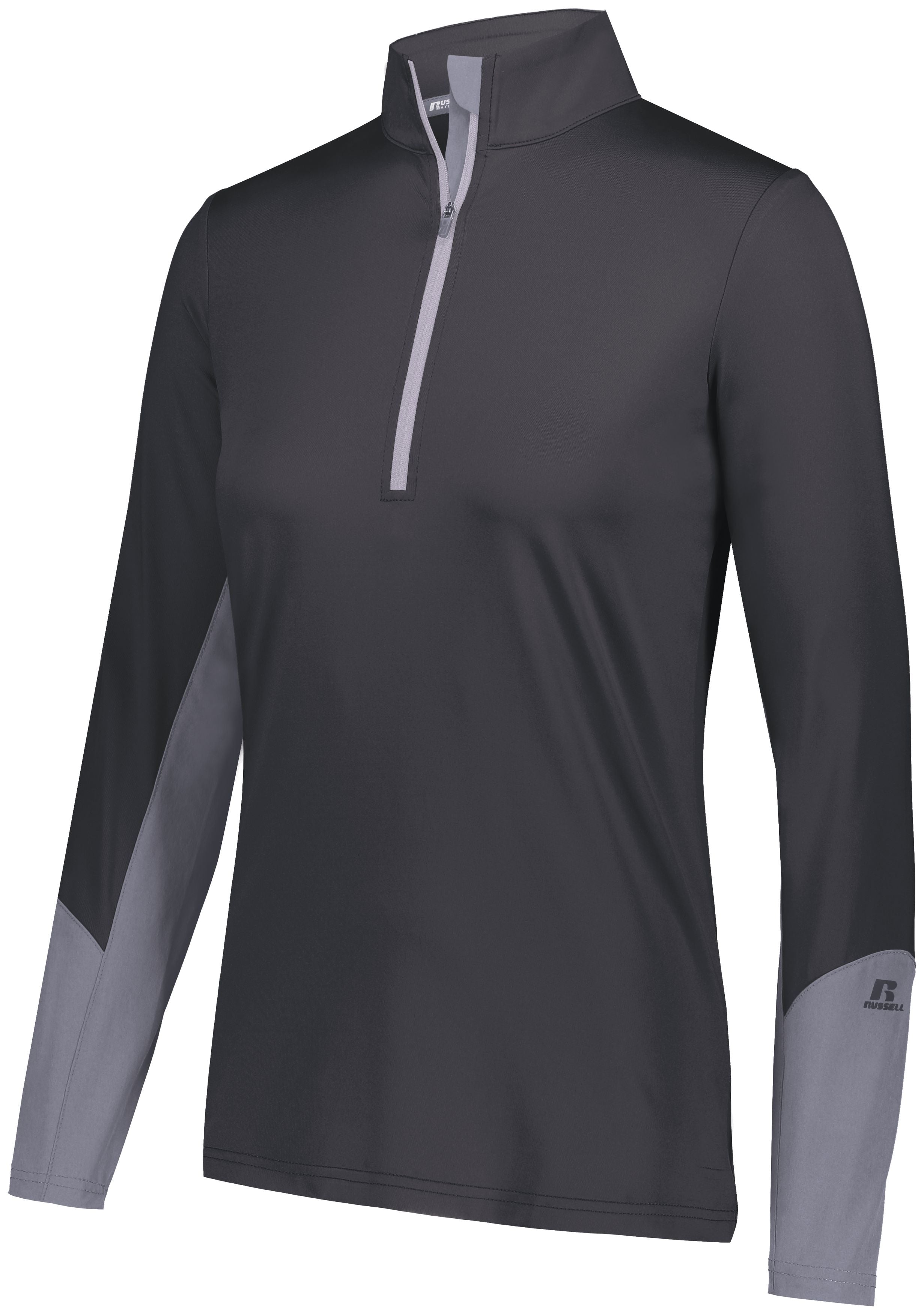 Russell Athletic Ladies Hybrid Pullover in Stealth/Steel  -Part of the Ladies, Russell-Athletic-Products, Shirts product lines at KanaleyCreations.com