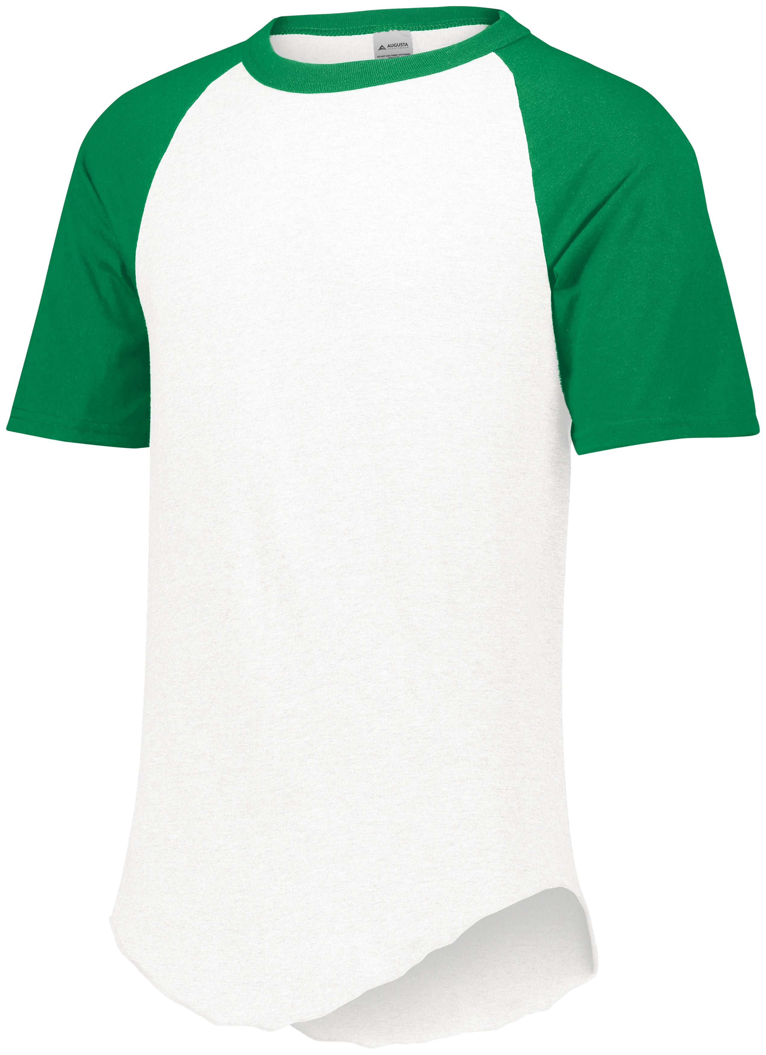 Augusta Sportswear Short Sleeve Baseball Jersey in White/Kelly  -Part of the Adult, Adult-Jersey, Augusta-Products, Baseball, Shirts, All-Sports, All-Sports-1 product lines at KanaleyCreations.com