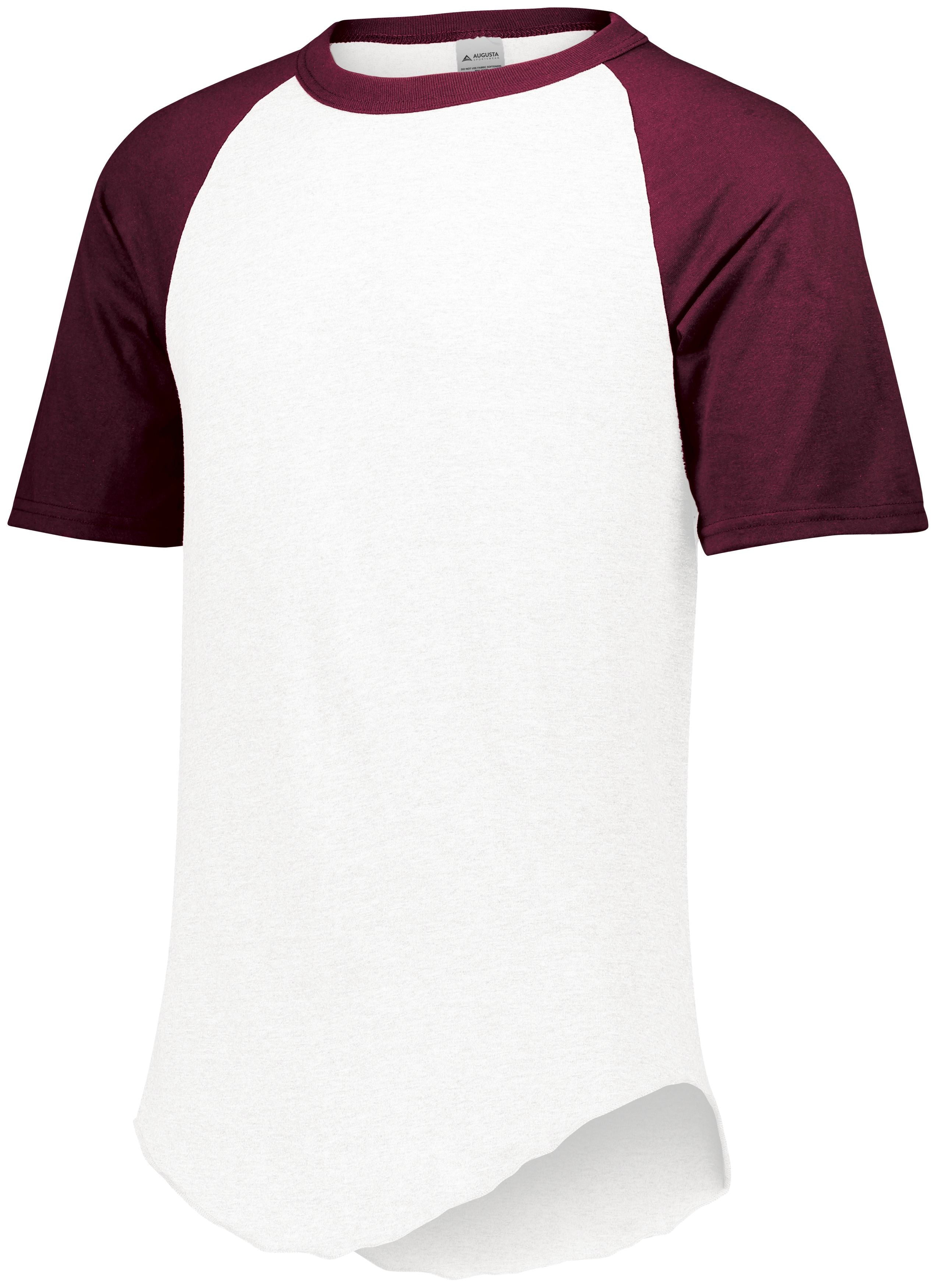 Augusta Sportswear Short Sleeve Baseball Jersey in White/Maroon  -Part of the Adult, Adult-Jersey, Augusta-Products, Baseball, Shirts, All-Sports, All-Sports-1 product lines at KanaleyCreations.com