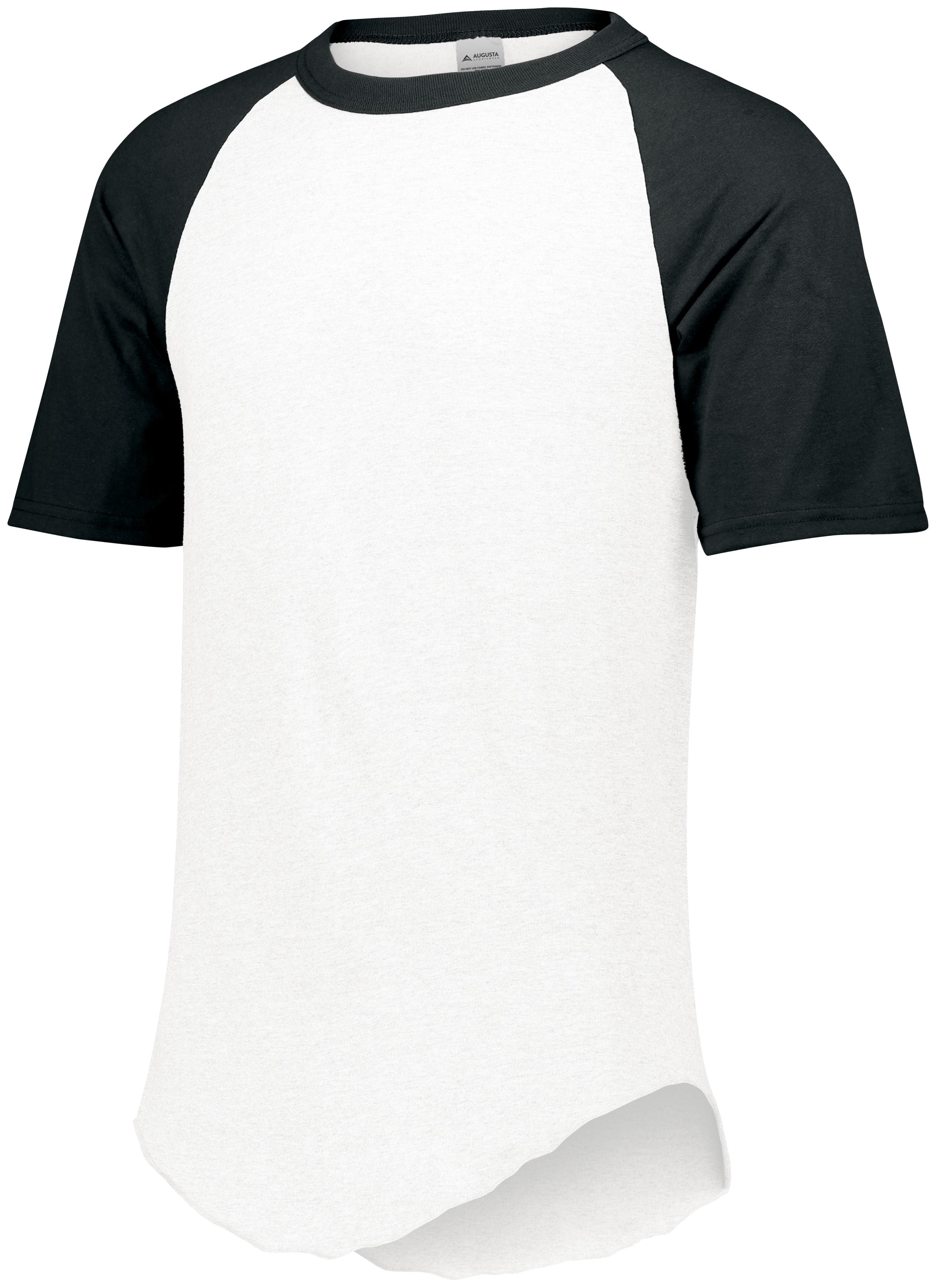 Augusta Sportswear Short Sleeve Baseball Jersey in White/Black  -Part of the Adult, Adult-Jersey, Augusta-Products, Baseball, Shirts, All-Sports, All-Sports-1 product lines at KanaleyCreations.com