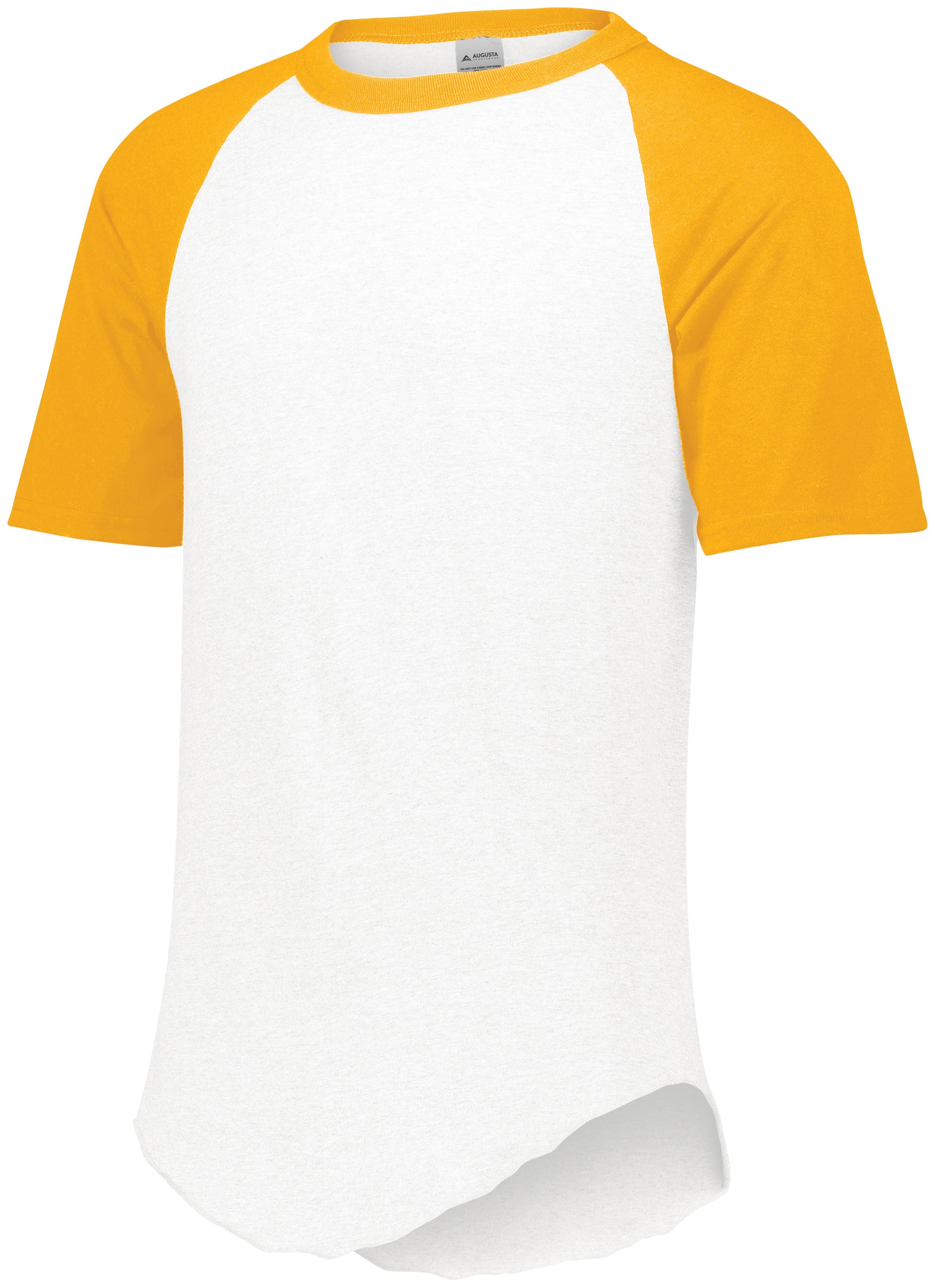 Augusta Sportswear Short Sleeve Baseball Jersey in White/Gold  -Part of the Adult, Adult-Jersey, Augusta-Products, Baseball, Shirts, All-Sports, All-Sports-1 product lines at KanaleyCreations.com