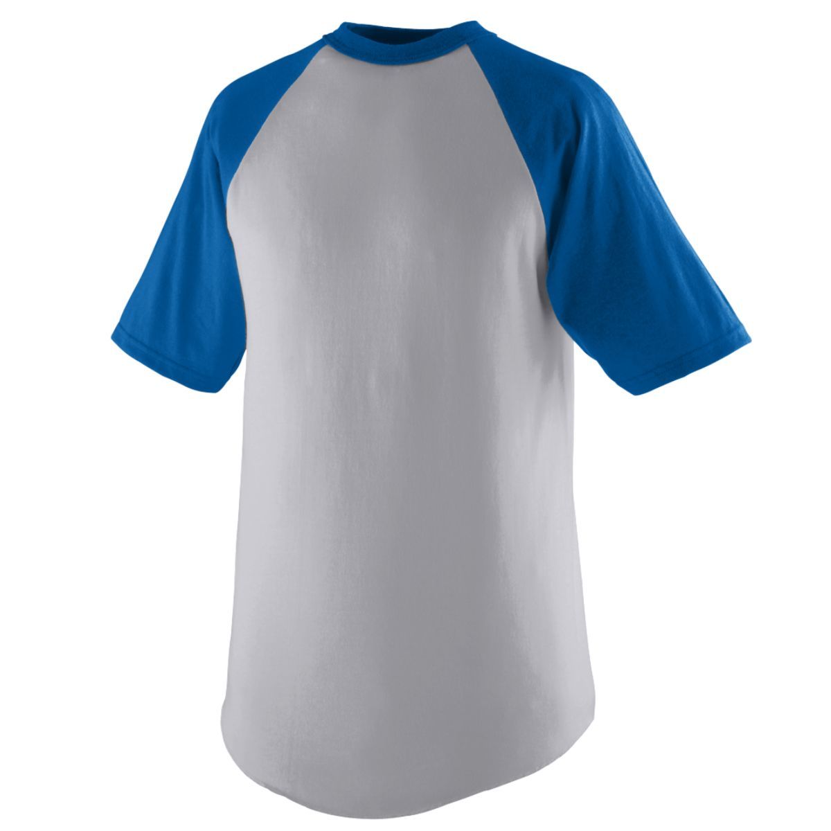 Augusta Sportswear Youth Short Sleeve Baseball Jersey in Athletic Heather/Royal  -Part of the Youth, Youth-Jersey, Augusta-Products, Baseball, Shirts, All-Sports, All-Sports-1 product lines at KanaleyCreations.com