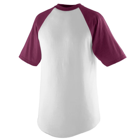 Augusta Sportswear Youth Short Sleeve Baseball Jersey in White/Maroon  -Part of the Youth, Youth-Jersey, Augusta-Products, Baseball, Shirts, All-Sports, All-Sports-1 product lines at KanaleyCreations.com