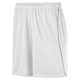 Augusta Sportswear Wicking Soccer Shorts With Piping in White/Black  -Part of the Adult, Adult-Shorts, Augusta-Products, Soccer, All-Sports-1 product lines at KanaleyCreations.com